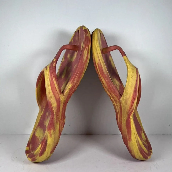 LL Bean Orange/Yellow Slip On Flip Flop Thong Sandals Women's Size 6 - Picture 5 of 8